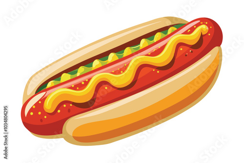 High-Quality Watercolor Digital Painting of a Hot Dog on White Background