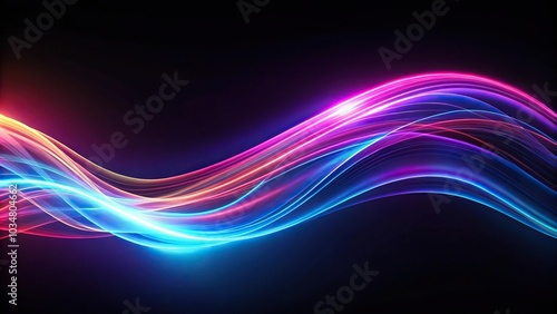 abstract wave neon lights dark background