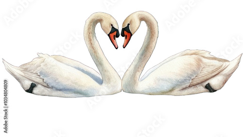 Fototapeta Naklejka Na Ścianę i Meble -  Collection of PNG. Swan bird watercolor birds, isolated on a transparency background.