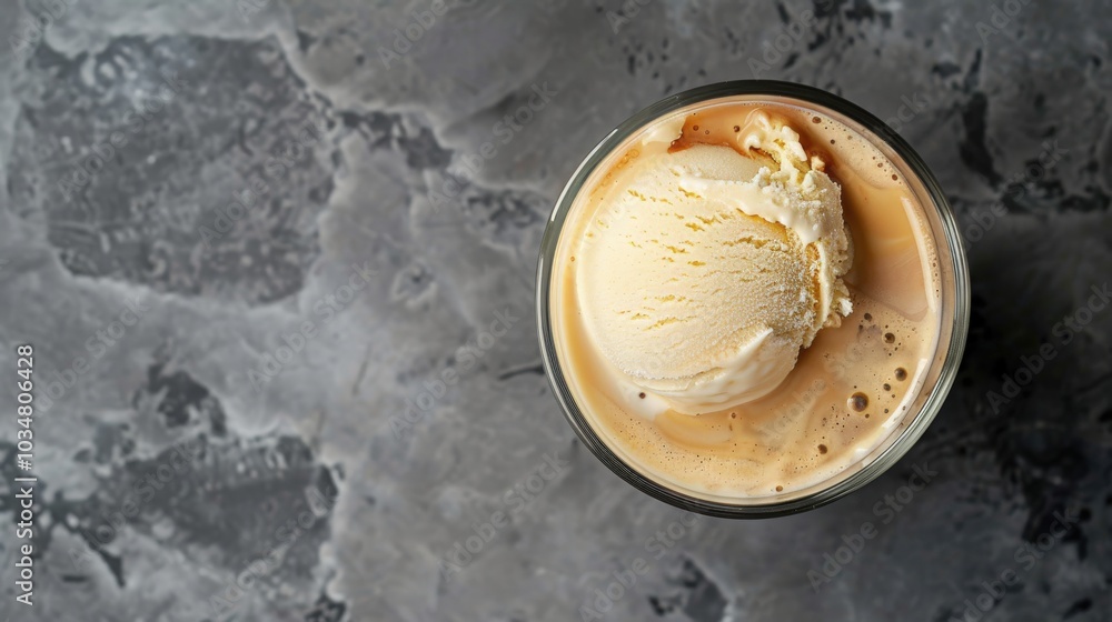 Minimalist Affogato Delight: Strong Coffee with Vanilla Ice Cream Minimalist Affogato Delight: Strong Coffee with Vanilla Ice Cream