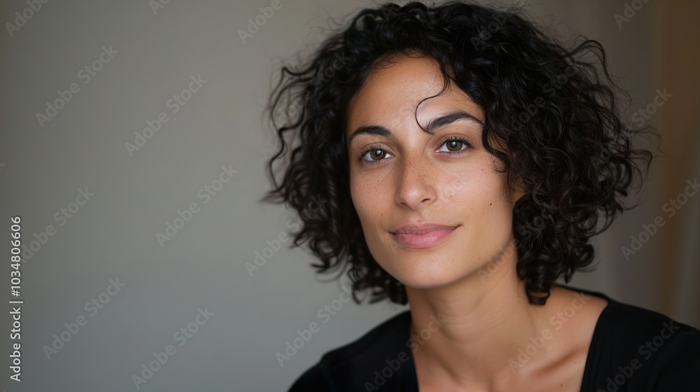 Portrait of a Beautiful Woman with Curly Hair Portrait of a Beautiful Woman with Curly Hair