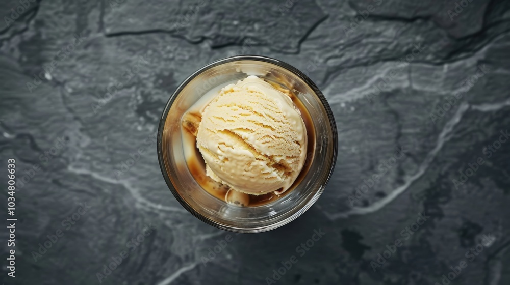 Fototapeta premium Minimalist Affogato Delight: Strong Coffee with Vanilla Ice Cream