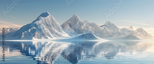 Wallpaper Mural abstract landscape with floating mountains above the water Torontodigital.ca