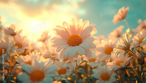 Yellow daisy in meadow under summer sunlight beauty. generated by AI