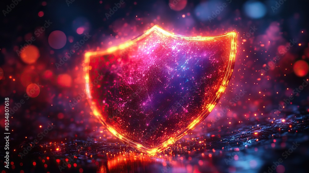 shield on vibrant background symbolizing advanced security and innovative protection solutions ideal for cybersecurity dat protection and safety concepts.image shield on vibrant background symbolizing advanced security and innovative protection solutions ideal for cybersecurity dat protection and safety concepts.image