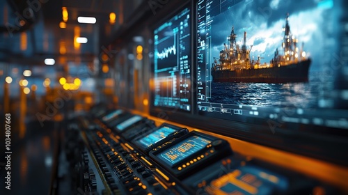 A digital monitoring station tracking weather conditions for an offshore jack-up rig, capturing the importance of technology in ensuring safety and preparedness for offshore operations.