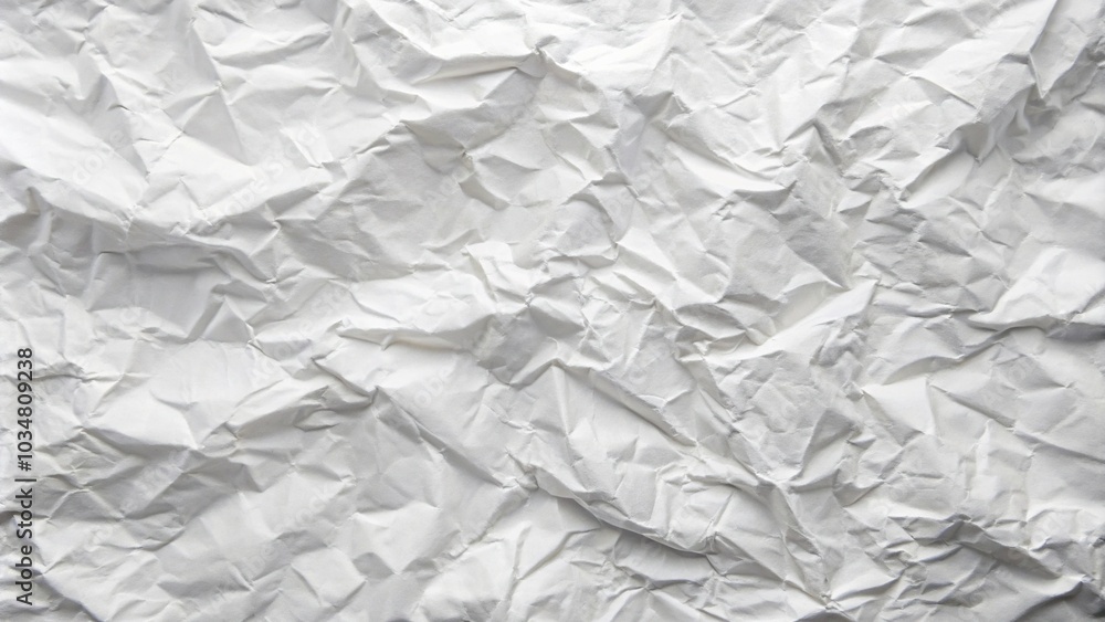 Fototapeta premium Close-up crumpled white paper texture with soft fold and curve premium background for white wallpaper