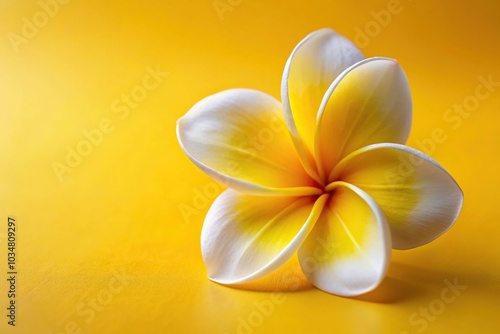 Close-up frangipani flower on yellow background abstract yellow and white flower background