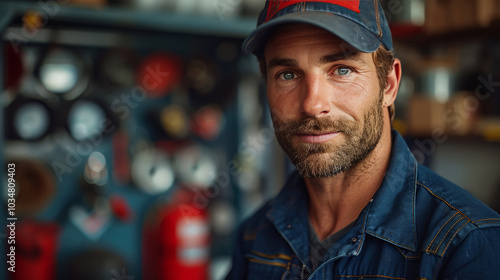 Portrait of a Man in a Blue Denim Jacket