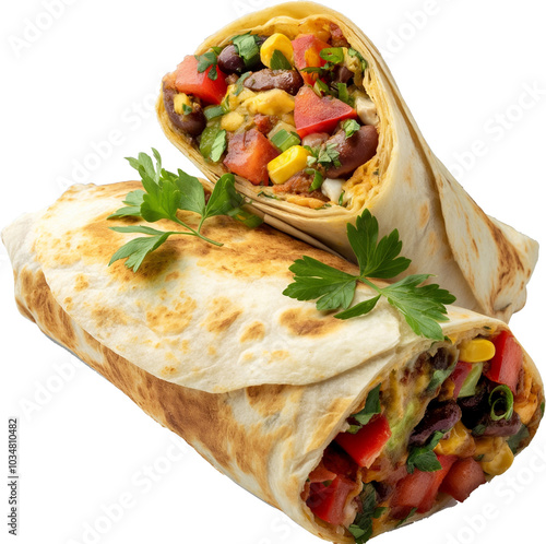 Delicious Burrito isolated Design - ‎Breakfast burrito  illustration on a white background