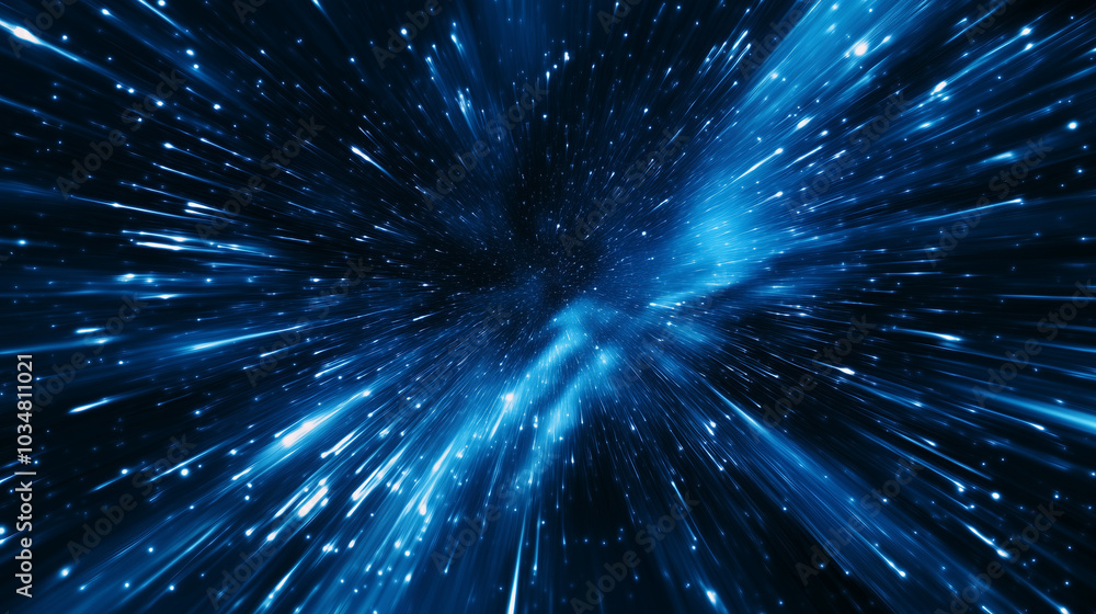 Abstract Blue Light Streaks in Dark Background, Space, Star Trails, Lightspeed, Futuristic Concept Abstract Blue Light Streaks in Dark Background, Space, Star Trails, Lightspeed, Futuristic Concept