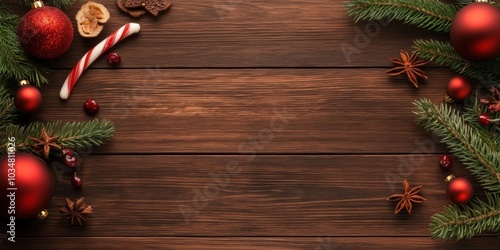 Festive Holiday Decor with Ornaments and Natural Elements