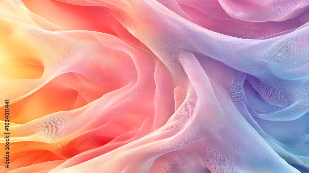 Flowing ribbons of soft color intertwining in graceful swirling patterns creating calm Flowing ribbons of soft color intertwining in graceful swirling patterns creating calm