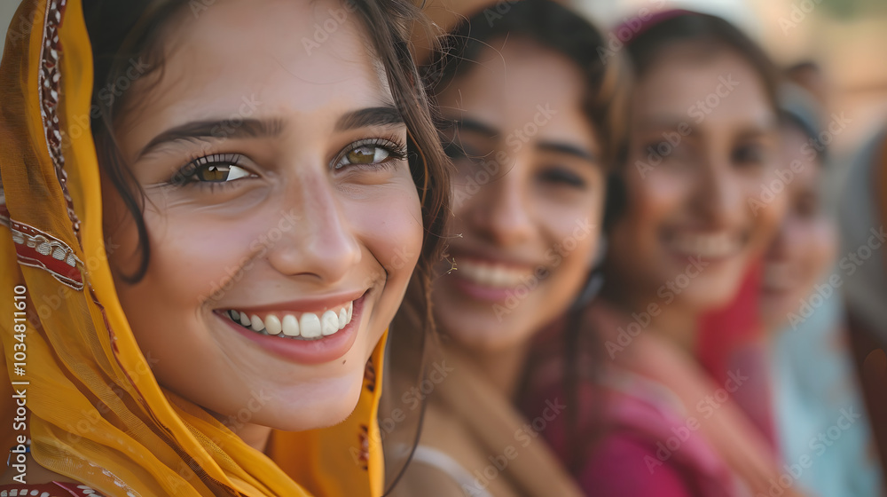 Fototapeta premium group of rural indian woman smiling