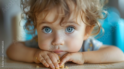 Hungry, starving, poor little child looking at the camera