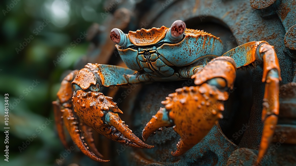 the rust programming language concept featuring rusty gear with crab perched on top symbolizing the languages mascot and its focus on safety and performance.illustration the rust programming language concept featuring rusty gear with crab perched on top symbolizing the languages mascot and its focus on safety and performance.illustration