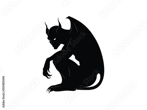 Gargoyle Silhouette – Creepy Gothic Figures for Halloween Design Projects