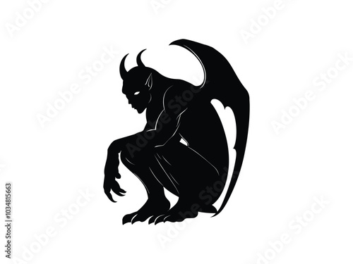 Gargoyle Silhouette – Creepy Gothic Figures for Halloween Design Projects