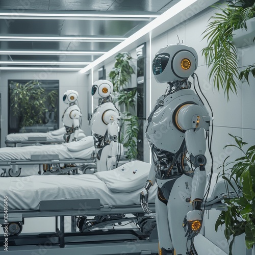 AI-Powered Hospital : A futuristic hospital where AI and robots are the primary caregivers photo