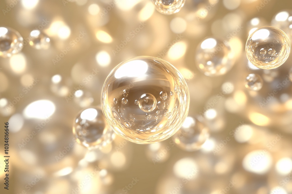 Abstract Golden Spheres: A Glowing 3D Design Abstract Golden Spheres: A Glowing 3D Design