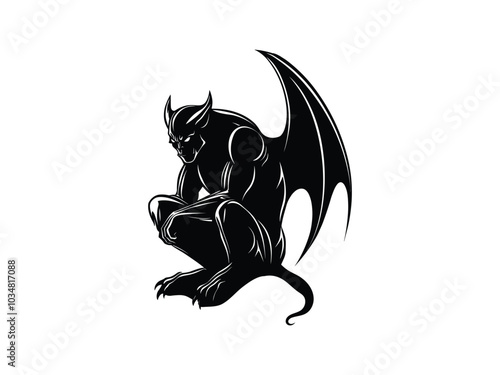 Gargoyle Silhouette – Creepy Gothic Figures for Halloween Design Projects