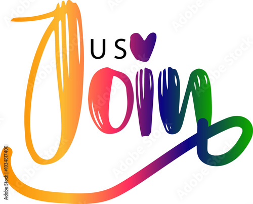 join us text, Join us. Modern calligraphy. Handwritten text, gradient text vector