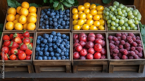 various fresh fruits in crates showcasing the diversity and perishability of produce