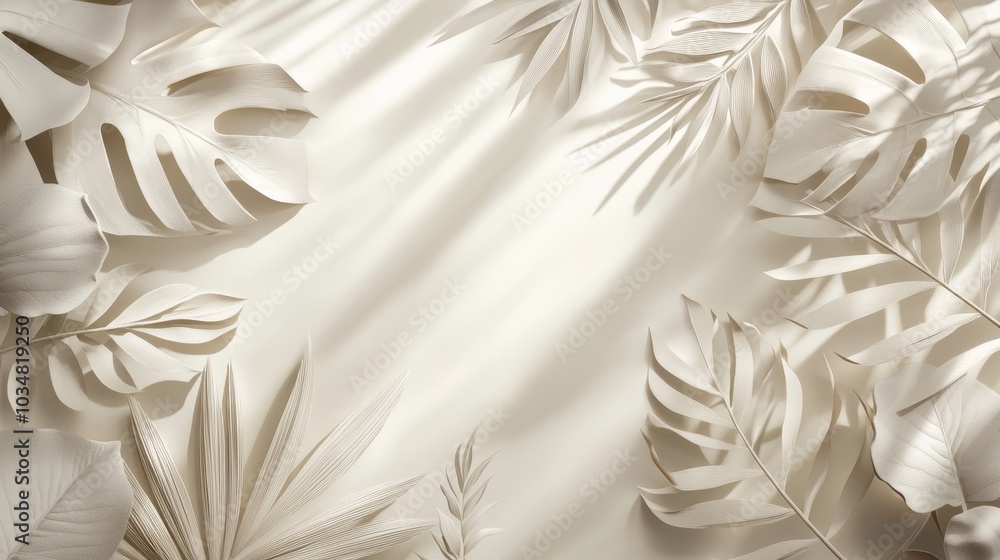 Serene Organic Minimalist 3D Leaf Arrangement for Wellness and Skincare Content Serene Organic Minimalist 3D Leaf Arrangement for Wellness and Skincare Content