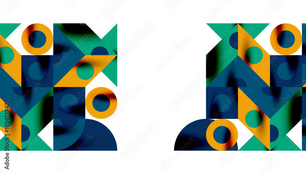 Colorful triangles circles square geometric design. Abstract background for wallpaper, banner, backdrop, card, book Illustration, landing page Colorful triangles circles square geometric design. Abstract background for wallpaper, banner, backdrop, card, book Illustration, landing page