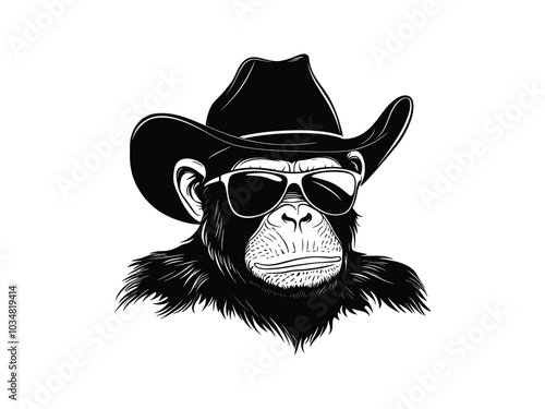 Cowboy Grumbling Gorilla Silhouette Collection – Wild West Gorillas with Hats and Sunglasses