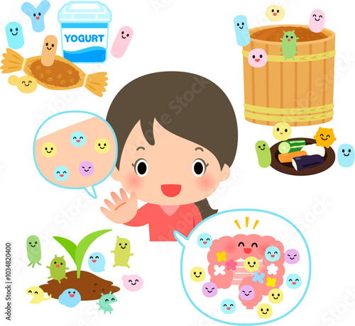 人、食品、土壌にいる常在菌のキャラクター