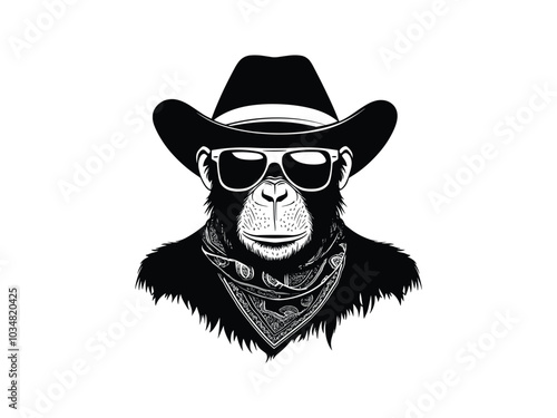 Cowboy Grumbling Gorilla Silhouette Collection – Wild West Gorillas with Hats and Sunglasses