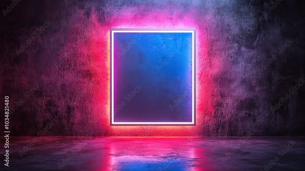 vibrant two tone neon picture frame with pink and blue colors featuring blank copy space in the center perfect for creative projects or modern decor.stock image vibrant two tone neon picture frame with pink and blue colors featuring blank copy space in the center perfect for creative projects or modern decor.stock image