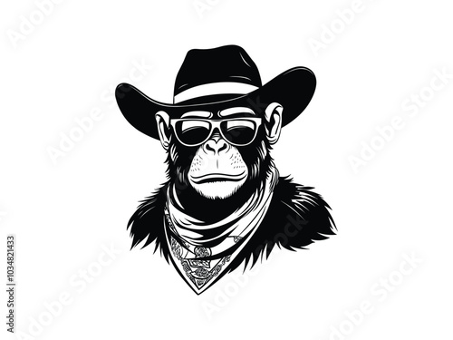 Cowboy Grumbling Gorilla Silhouette Collection – Wild West Gorillas with Hats and Sunglasses