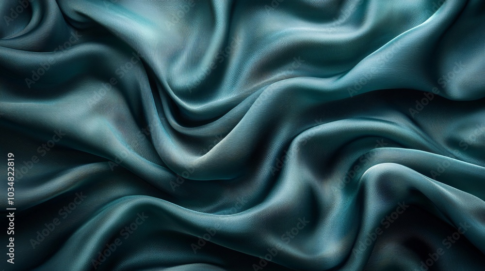 Fototapeta premium A serene, soft emerald green and deep teal fabric with subtle shadows, perfect for Christmas-themed designs, holiday cards, and elegant decorations.