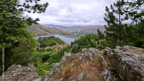 Benmore Peninsula: A Tranquil Oasis Amidst Arid Landscapes in in the Waitaki District of the South Island of New Zealand photo