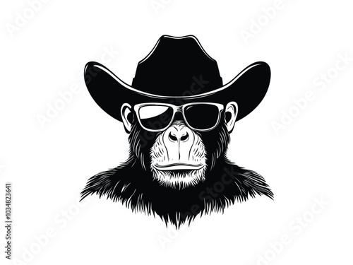 Cowboy Grumbling Gorilla Silhouette Collection – Wild West Gorillas with Hats and Sunglasses