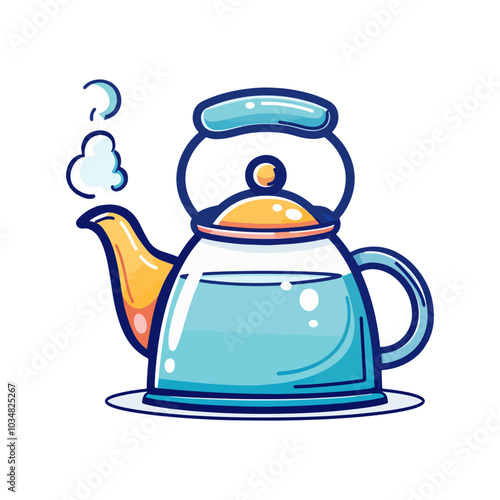 Kettle Boiling Water, Simple Vector Icon