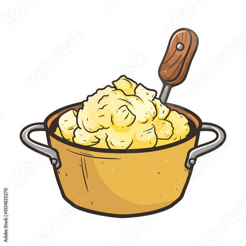 Mashing Potatoes Icon, Comfort Food Preparation