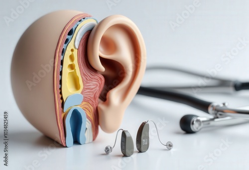 Hearing Aid with Ear Model and Stethoscope