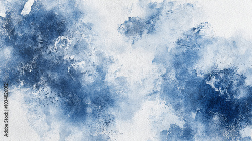 a close-up, top-down view of watercolor texture background: a single denim watercolor wash applied on flat textured paper