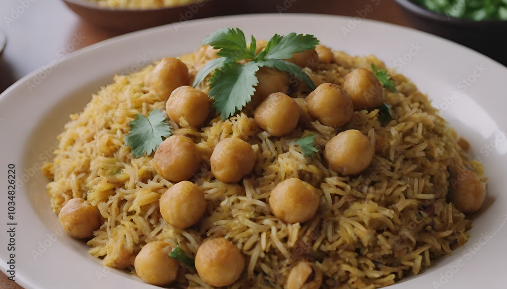 chickpea biryani on a plate chickpea biryani on a plate
