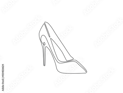 Continuous one line drawing of elegance high heel. lady shoes line art vector illustration. Editable vector.