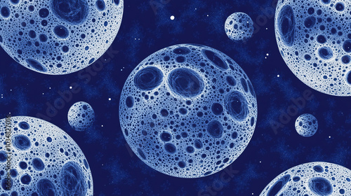 an abstract pattern of moon on blue background