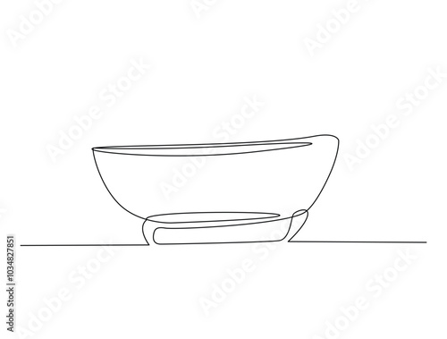 Continuous one line drawing of bathtub design. Simple  glamorous bathtub line art vector illustration. Editable vector.