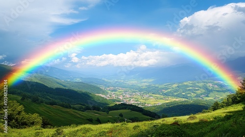 Breathtaking Rainbow Arching Over Scenic Landscape