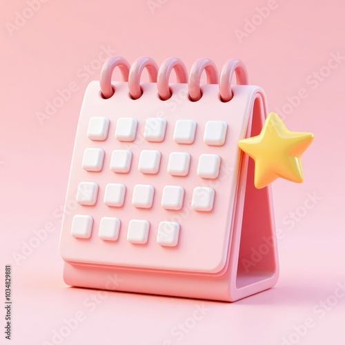 Pink Calendar with Yellow Star .