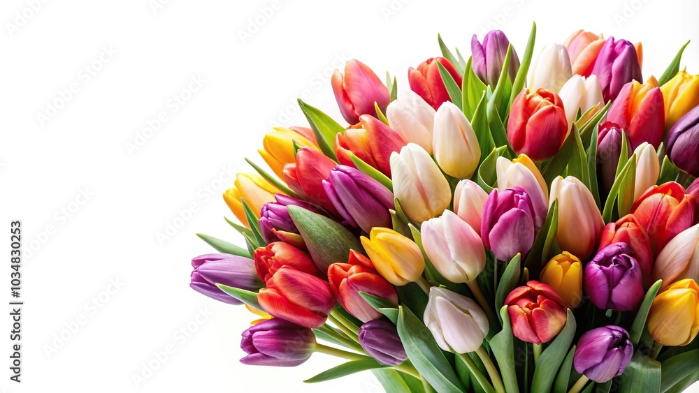 Luxurious bouquet of tulips isolated on white background Luxurious bouquet of tulips isolated on white background
