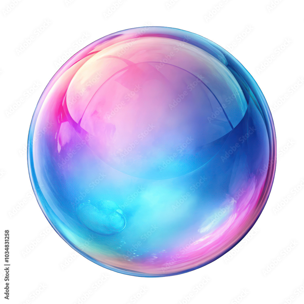 Pink and blue soap bubble isolated on transparent background Pink and blue soap bubble isolated on transparent background