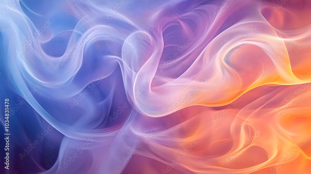 Dynamic ribbons of color swirling softly and intertwining gracefully creating calm fluidity Dynamic ribbons of color swirling softly and intertwining gracefully creating calm fluidity